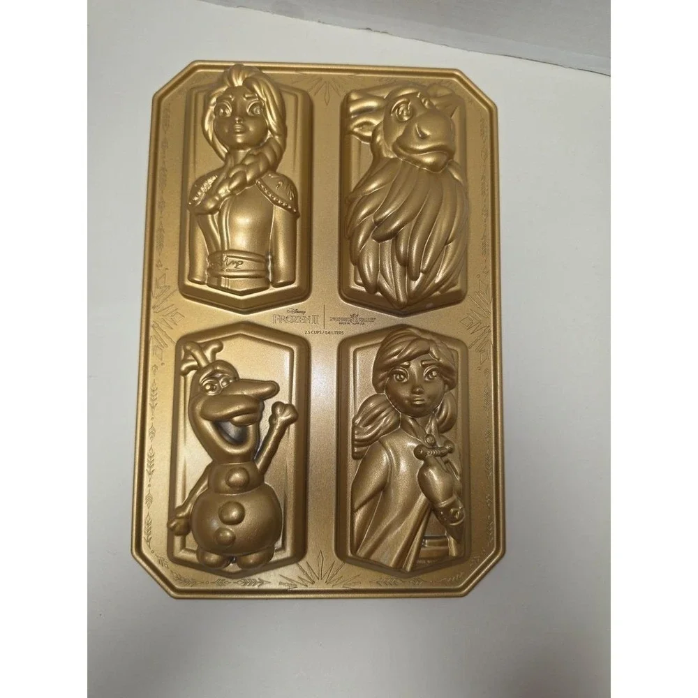 Nordic Ware Disney Frozen 2 character cakelet pan is made of heavy cast aluminum